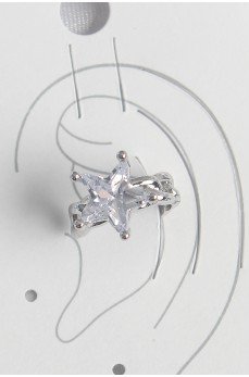 Pirinç Gümüş Renk Zirkon Taşlı Yıldız Model Kadın Kıkırdak Küpe