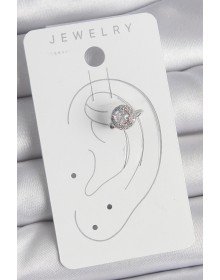 Pirinç Gümüş Renk Zirkon Taşlı Kadın Kıkırdak Model Küpe