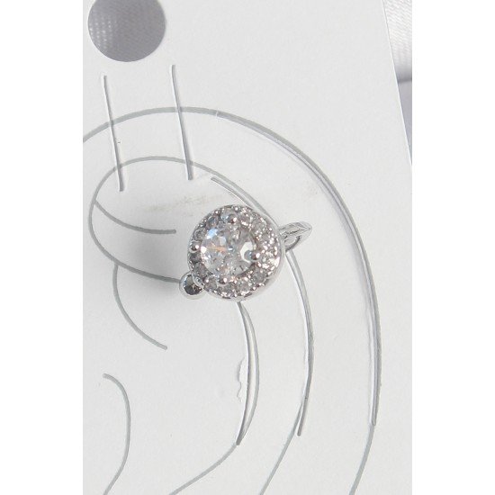 Pirinç Gümüş Renk Zirkon Taşlı Kadın Kıkırdak Model Küpe