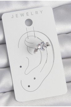 Pirinç Gümüş Renk Zirkon Taşlı Yıldız Model Kadın Kıkırdak Küpe