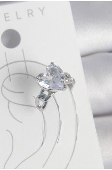 Pirinç Gümüş Renk Zirkon Taşlı Kalp Model Kadın Kıkırdak Küpe