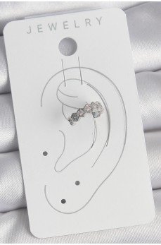 Pirinç Gümüş Renk Bal Peteği Model Zirkon Taşlı Kadın Kıkırdak Küpe Pirinç Gümüş Renk Bal Peteği Model Zirkon Taşlı Kadın Kıkırdak Küpe