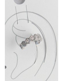 Pirinç Gümüş Renk Bal Peteği Model Zirkon Taşlı Kadın Kıkırdak Küpe