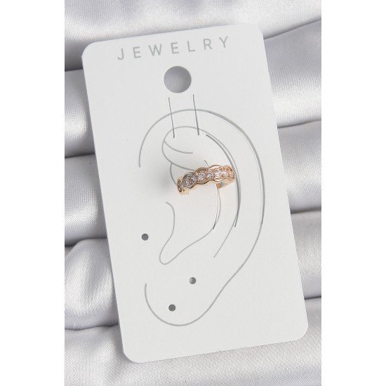 Pirinç Gold Renk Zirkon Taşlı Kadın Kıkırdak Küpe