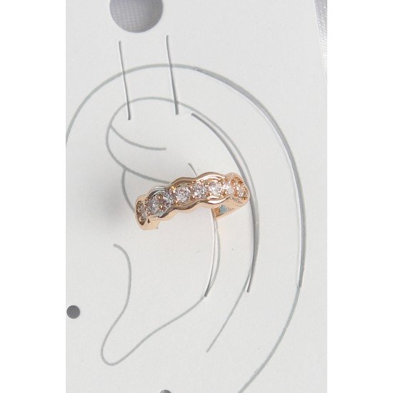 Pirinç Gold Renk Zirkon Taşlı Kadın Kıkırdak Küpe