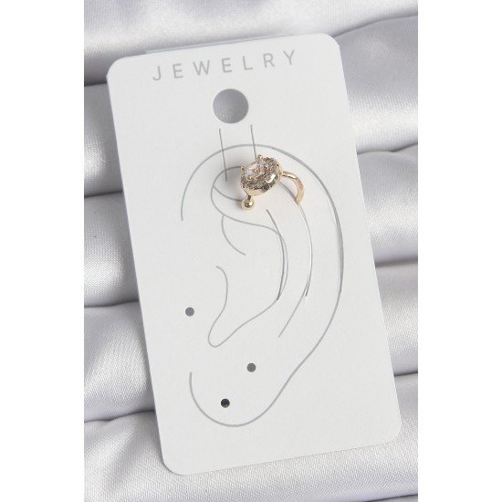 Pirinç Gold Renk Zirkon Taşlı Kadın Kıkırdak Küpe Pirinç Gold Renk Zirkon Taşlı Kadın Kıkırdak Küpe