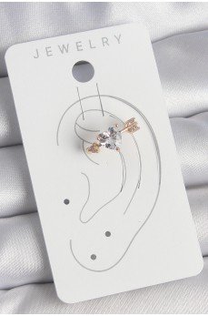 Pirinç Gold Renk Zirkon Taşlı Kalp Ok Model Kadın Kıkırdak Küpe