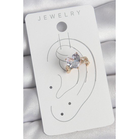 Pirinç Gold Renk Zirkon Taşlı Kalp Model Kadın Kıkırdak Küpe Pirinç Gold Renk Zirkon Taşlı Kalp Model Kadın Kıkırdak Küpe