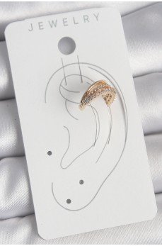 Pirinç Gold Renk Zirkon Taşlı 3'Lü Sıralı Model Kadın Kıkırdak Küpe