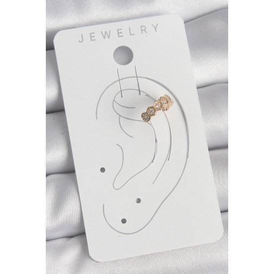 Pirinç Gold Renk Zirkon Taşlı Bal Peteği Model Kadın Kıkırdak Küpe Pirinç Gold Renk Zirkon Taşlı Bal Peteği Model Kadın Kıkırdak Küpe