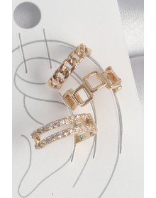 Pirinç Gold Renk Zirkon Taşlı Kare Zincir Model Kadın Kıkırdak Küpe