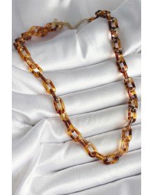 Leopar Desenli Mika Zincir Kadın Kolye