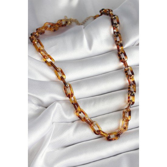 Leopar Desenli Mika Zincir Kadın Kolye