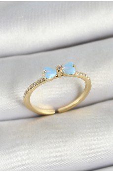 Pirinç Fiyonk Figürlü Zirkon Taşlı Gold Renk Ayarlanabilir Kadın Yüzük