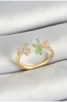 Pirinç Kalp Figürlü Zirkon Taşlı Gold Renk Ayarlanabilir Kadın Yüzük Pirinç Kalp Figürlü Zirkon Taşlı Gold Renk Ayarlanabilir Kadın Yüzük