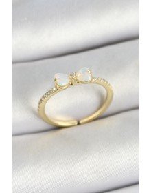 Pirinç Fiyonk Figürlü Zirkon Taşlı Gold Renk Ayarlanabilir Kadın Yüzük