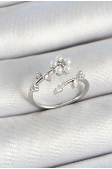 Pirinç İnci Detaylı Papatya Figürlü Zirkon Taşlı Gümüş Renk Ayarlanabilir Kadın Yüzük Pirinç İnci Detaylı Papatya Figürlü Zirkon Taşlı Gümüş Renk Ayarlanabilir Kadın Yüzük