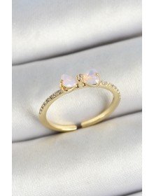 Pirinç Fiyonk Figürlü Zirkon Taşlı Gold Renk Ayarlanabilir Kadın Yüzük