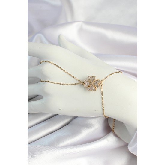 316L Çelik Gold Renk Zincirli Dönen Yonca Figürlü Şahmeran