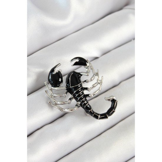 3D Siyah Akrep Figürlü Gümüş Renk Kadın Broş