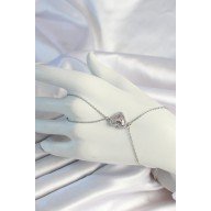 316L Çelik Zincirli Gümüş Renk Kalp Figürlü Zirkon Taşlı Şahmeran