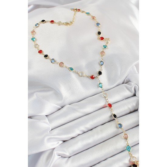 Pirinç Asorti Model Gold Renk Zirkon Taşlı Y Kolye Pirinç Asorti Model Gold Renk Zirkon Taşlı Y Kolye