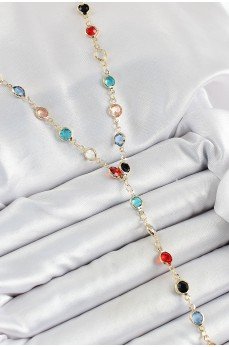 Pirinç Asorti Model Gold Renk Zirkon Taşlı Y Kolye