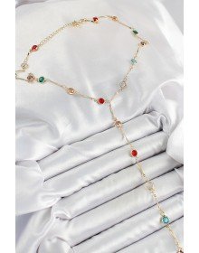 Pirinç Asorti Model Gold Renk Zirkon Taşlı Y Kolye