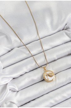 316L Çelik Zincir Beyaz Mineli Sanatsal Portre İstiridye Model Gold Renk Kadın Kolye 316L Çelik Zincir Beyaz Mineli Sanatsal Portre İstiridye Model Gold Renk Kadın Kolye