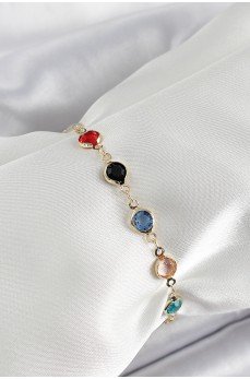 Pirinç Asorti Model Gold Renk Zirkon Taşlı Kadın Bileklik