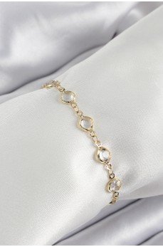 Pirinç Gold Renk Zirkon Taşlı Kadın Bileklik