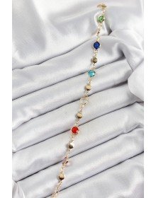 Pirinç Karışık Renk Zirkon Taşlı Gold Renk Kadın Bileklik