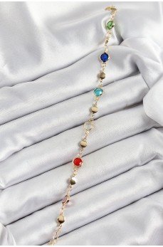 Pirinç Karışık Renk Zirkon Taşlı Gold Renk Kadın Bileklik