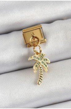 316L Çelik Sallantılı Zirkon Taşlı Palmiye Ağacı Model Gold Renk Nomination Charm 316L Çelik Sallantılı Zirkon Taşlı Palmiye Ağacı Model Gold Renk Nomination Charm