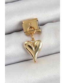 316L Çelik Sallantılı Kalp Model Gold Renk Nomination Charm