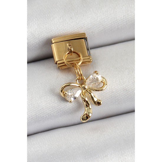 316L Çelik Sallantılı Zirkon Taşlı Fiyonk Model Gold Renk Nomination Charm 316L Çelik Sallantılı Zirkon Taşlı Fiyonk Model Gold Renk Nomination Charm