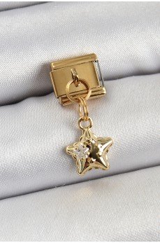 316L Çelik Sallantılı Zirkon Taşlı Yıldız Model Gold Renk Nomination Charm 316L Çelik Sallantılı Zirkon Taşlı Yıldız Model Gold Renk Nomination Charm