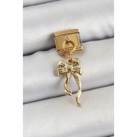 316L Çelik Sallantılı Uzun Fiyonk Model Gold Renk Nomination Charm