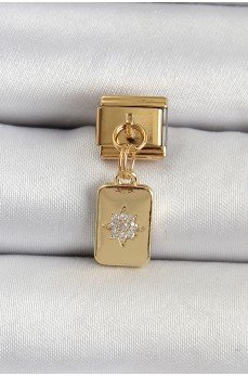 316L Çelik Sallantılı Zirkon Taşlı Kutup Yıldızı Figürlü Dikdörtgen Model Gold Renk Nomination Charm 316L Çelik Sallantılı Zirkon Taşlı Kutup Yıldızı Figürlü Dikdörtgen Model Gold Renk Nomination Charm