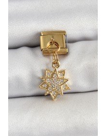 316L Çelik Sallantılı Zirkon Taşlı Yıldız Model Gold Renk Nomination Charm