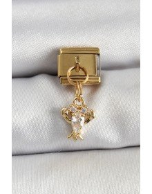 316L Çelik Sallantılı Zirkon Taşlı Yengeç Model Gold Renk Nomination Charm
