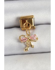 316L Çelik Sallantılı Zirkon Taşlı Fiyonk Model Gold Renk Nomination Charm