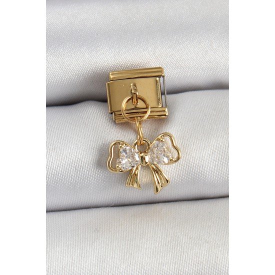 316L Çelik Sallantılı Zirkon Taşlı Fiyonk Model Gold Renk Nomination Charm 316L Çelik Sallantılı Zirkon Taşlı Fiyonk Model Gold Renk Nomination Charm