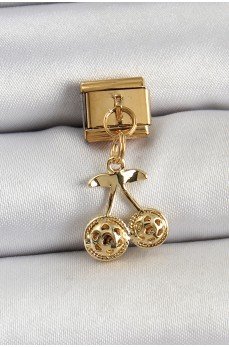 316L Çelik Sallantılı Zirkon Taşlı Fiyonk Model Gold Renk Nomination C316L Çelik Sallantılı Kiraz Model Gold Renk Nomination Charm
