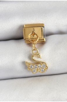 316L Çelik Sallantılı Zirkon Taşlı KuğuModel Gold Renk Nomination Charm 316L Çelik Sallantılı Zirkon Taşlı KuğuModel Gold Renk Nomination Charm