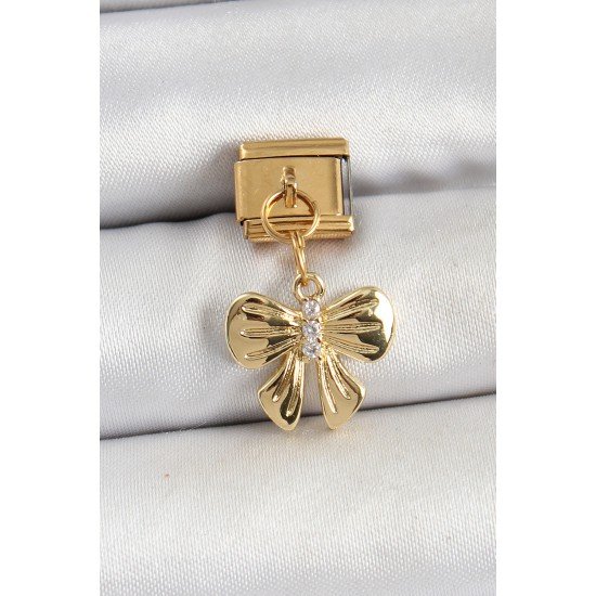 316L Çelik Sallantılı Zirkon Taşlı Fiyonk Model Gold Renk Nomination Charm 316L Çelik Sallantılı Zirkon Taşlı Fiyonk Model Gold Renk Nomination Charm