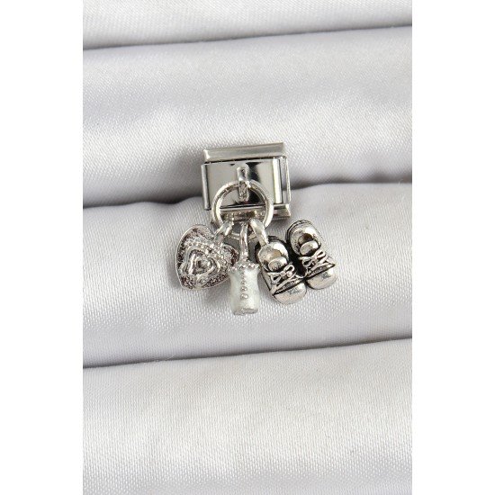 316L Çelik Gümüş Renk Bebek Konsept Nomination Charm