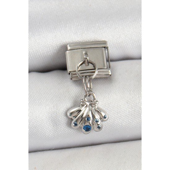 316L Çelik Sallantılı Fiyonklu Buket Model Gümüş Renk Nomination Charm