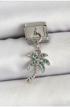 316L Çelik Sallantılı Zirkon Taşlı Palmiye Ağacı Model Gümüş Renk Nomination Charm 316L Çelik Sallantılı Zirkon Taşlı Palmiye Ağacı Model Gümüş Renk Nomination Charm
