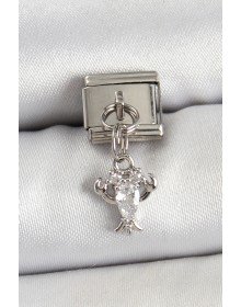 316L Çelik Sallantılı Zirkon Taşlı Yengeç Model Gümüş Renk Nomination Charm